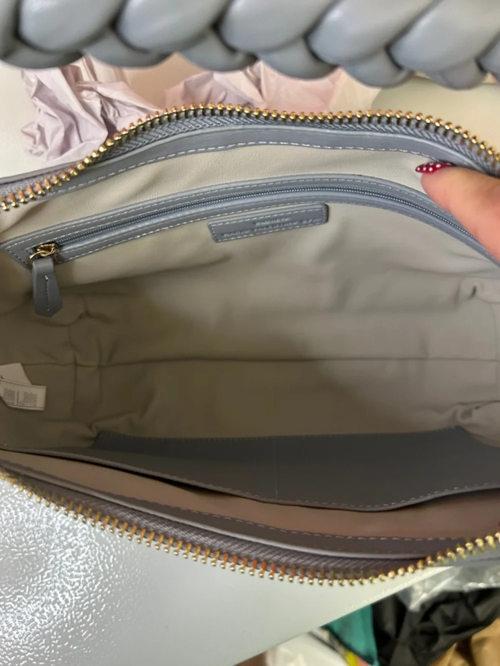 Valentino Light Blue Braided Handle Hobo with Scarf Bow - Picture 5 of 10